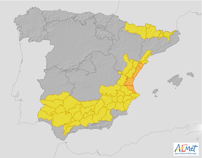 Aviso amarillo hoy martes por tormentas con probabilidad de granizos 