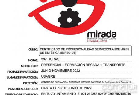 Curso de Certificado Profesionalidad Servicios Auxiliares Estética en Usagre 