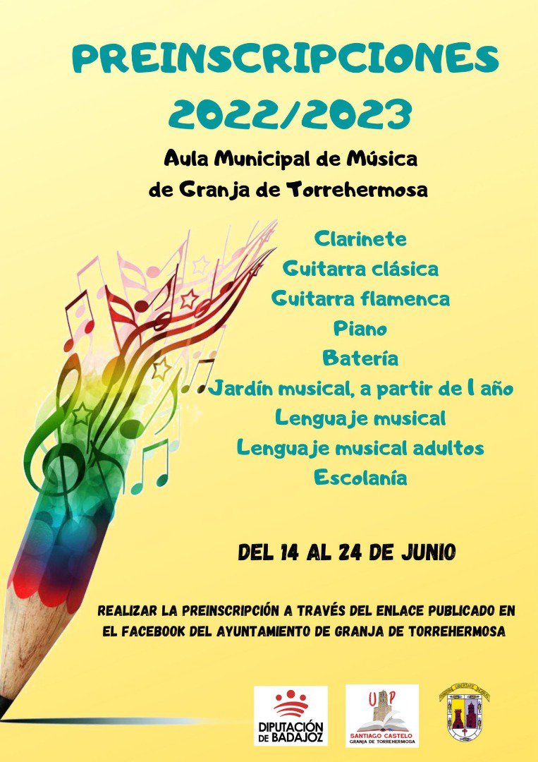 Abierto el plazo de preinscripción para el Aula de Música de Granja de Torrehermosa 