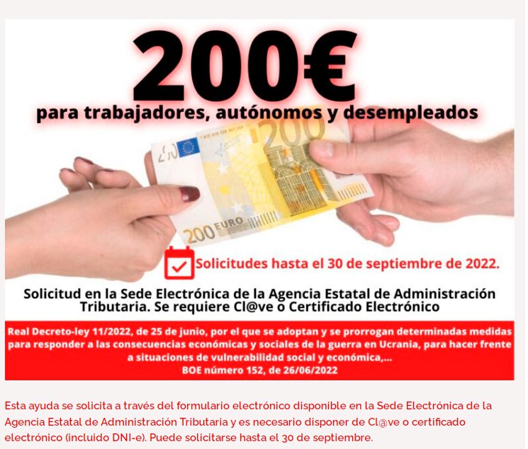 Solicitud de la ayuda estatal de 200 € para trabajadores, autónomos y desempleados con bajos ingresos