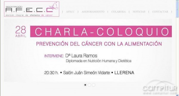 Charla-coloquio “La prevención del cáncer con la alimentación” en Llerena