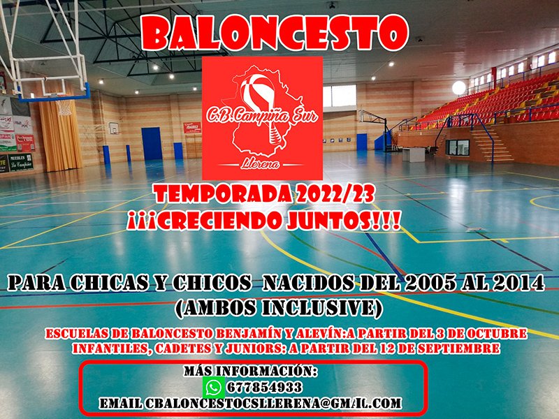 El C.B. Campiña Sur de Llerena abre el plazo de inscripción para la temporada 2022/23