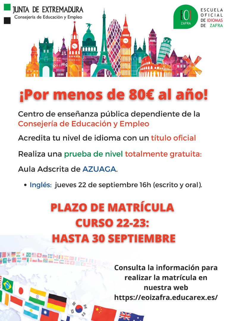 Abierto el plazo de inscripción para la Escuela Oficial de Idiomas 