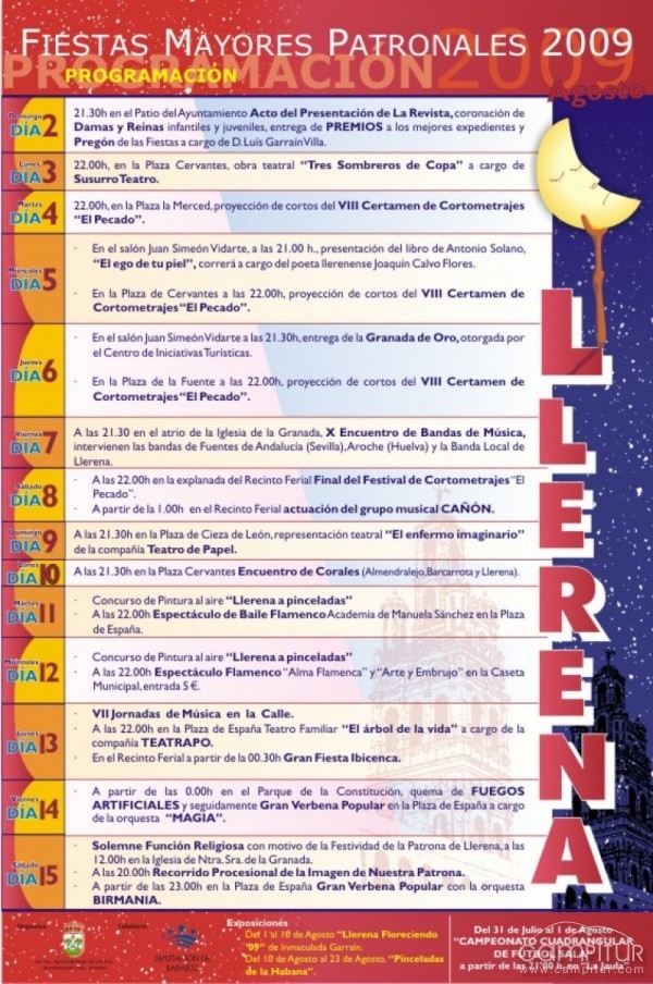 Programación de las Fiestas Mayores Patronales 2009 de Llerena 