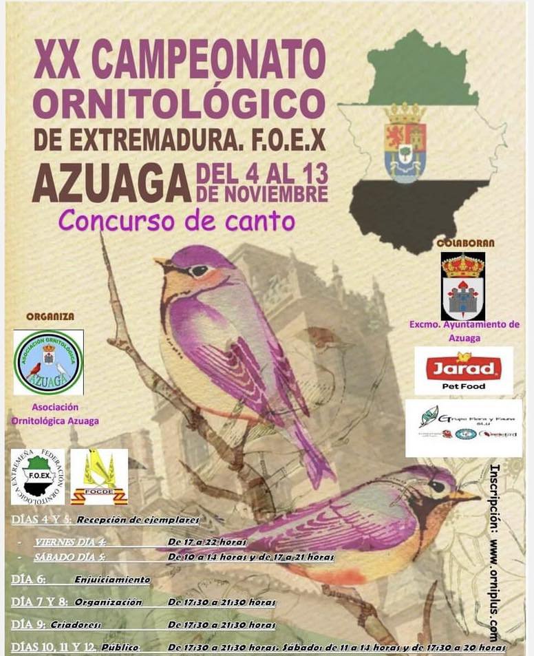 XX Campeonato Ornitológico de Extremadura F.O.E.X en Azuaga 