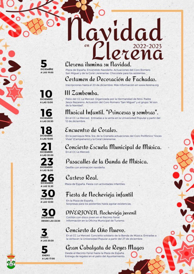 Agenda Navidad en Llerena 2022/23