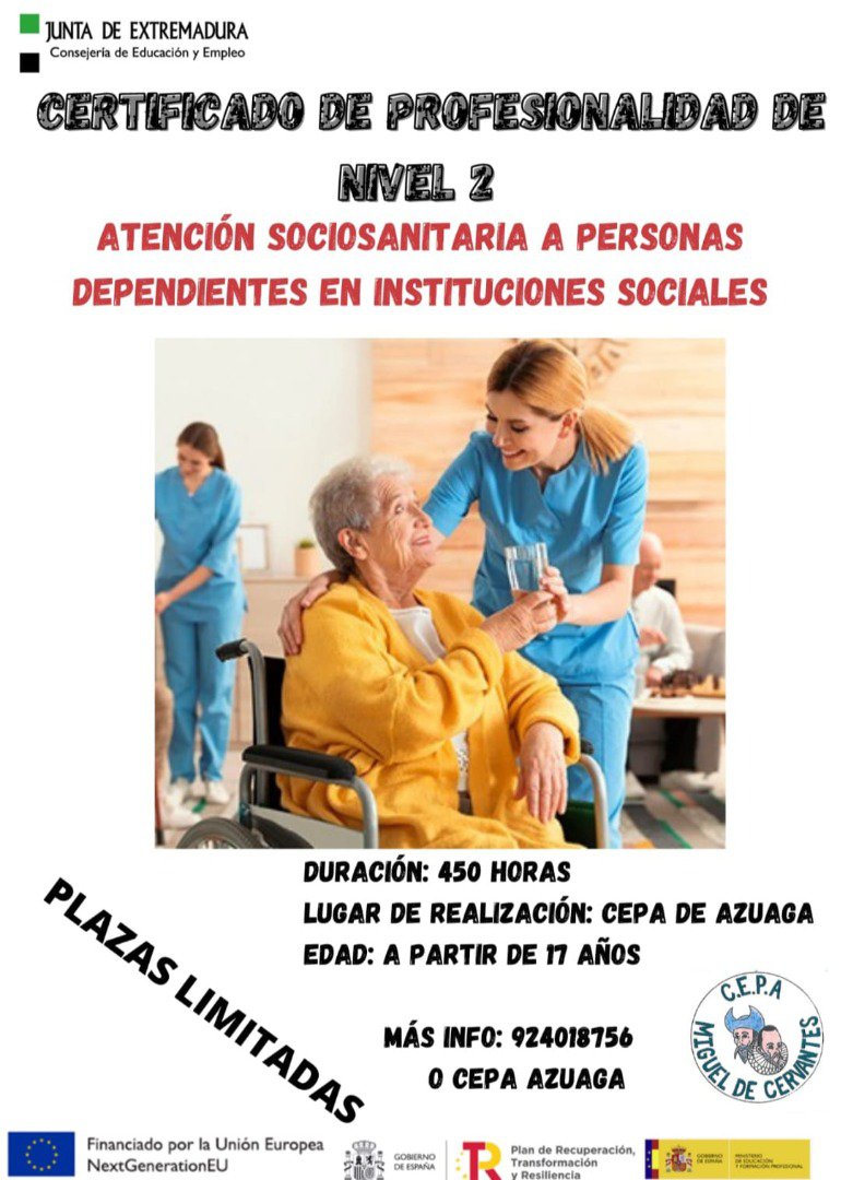 Curso en Azuaga para la obtención del certificado de profesionalidad Nivel 2