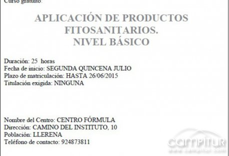 Cursos gratuitos de Aplicación de Productos Fitosanitarios en Llerena