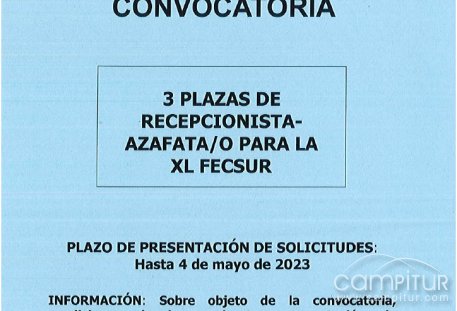 La Institución Ferial FECSUR convoca 3 puestos de trabajo 