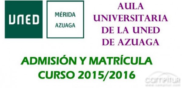 Abiertos los plazos de admisión y matrícula para el curso 2015/16 en el aula de la UNED de Azuaga