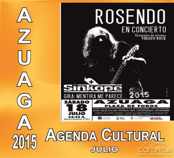 Agenda Cultural para el mes de julio de 2015 en Azuaga