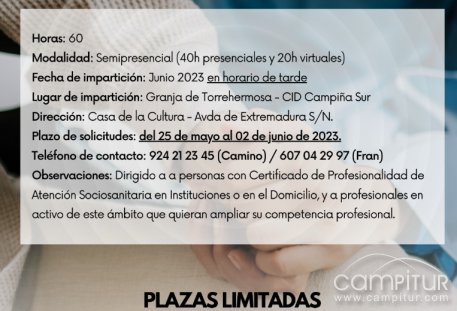 Curso “Cuidados especiales en enfermería geriátrica” en Granja de Torrehermosa 