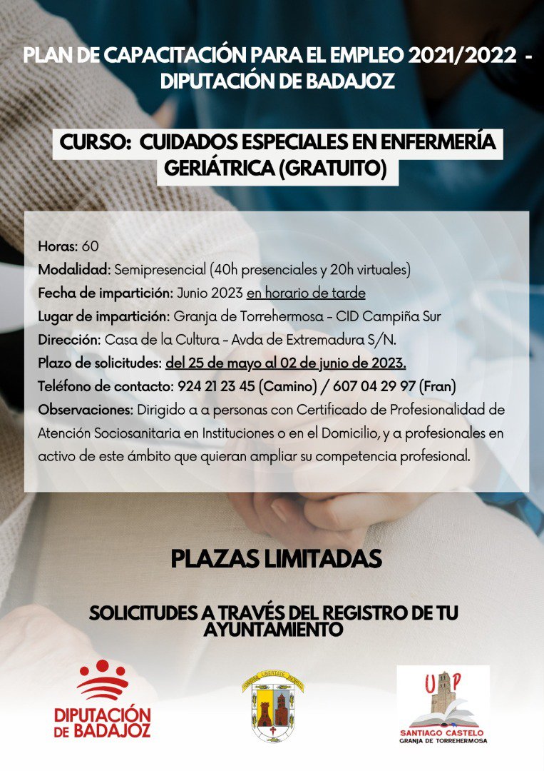 Curso “Cuidados especiales en enfermería geriátrica” en Granja de Torrehermosa 