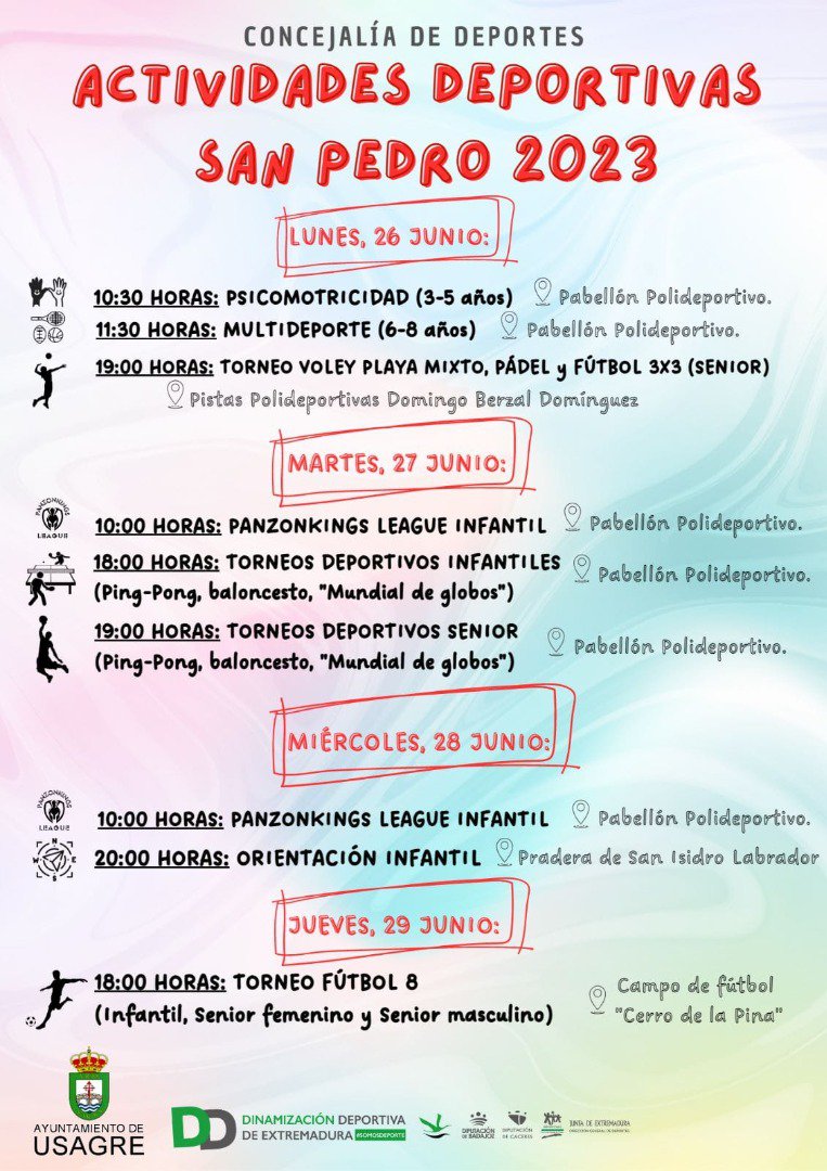 Programación Deportiva San Pedro 2023 en Usagre 