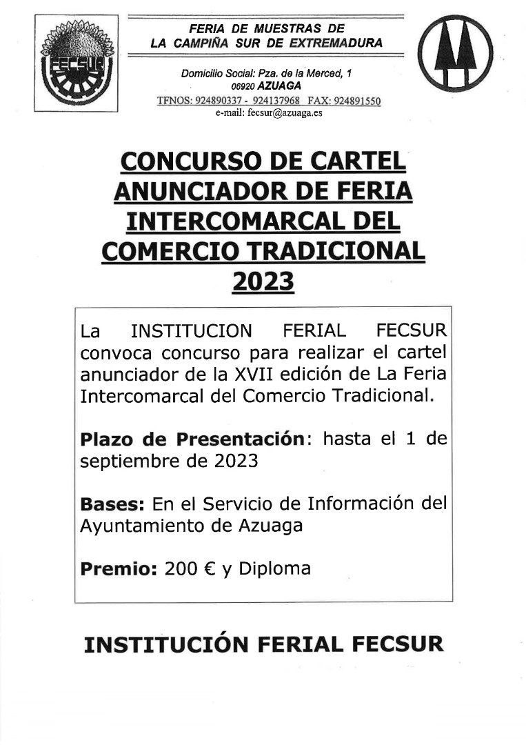 Concurso de cartel anunciador Feria Intercomarcal del Comercio Tradicional 2023 