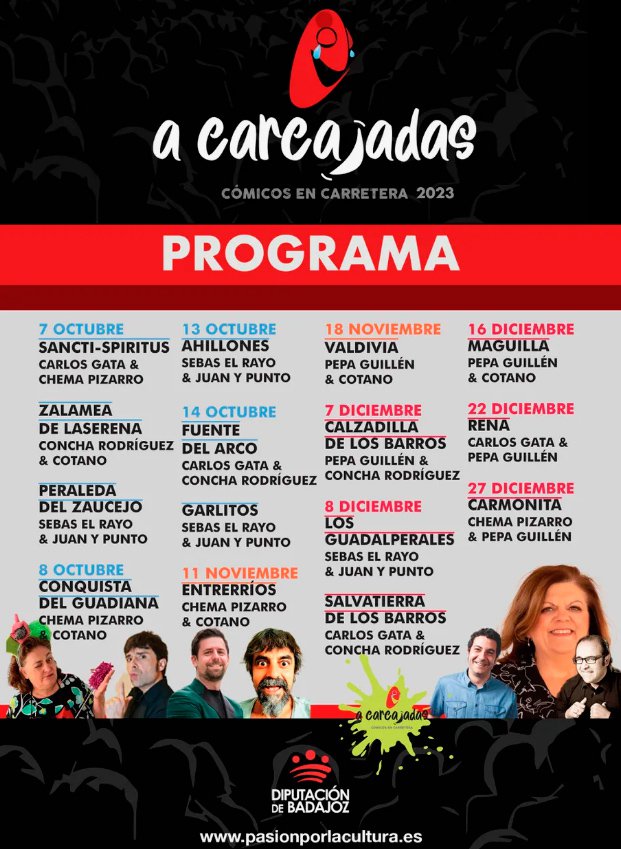 La Diputación de Badajoz organiza “A carcajadas: cómicos en carretera 2023”