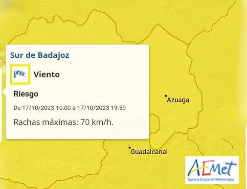 Alerta Amarilla en el Sur de Badajoz 