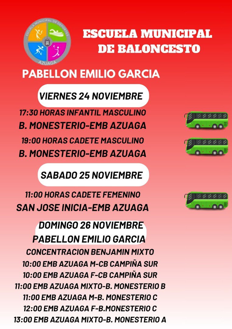 Escuelas Municipales de Deportes de Azuaga, Agenda fin de Semana 