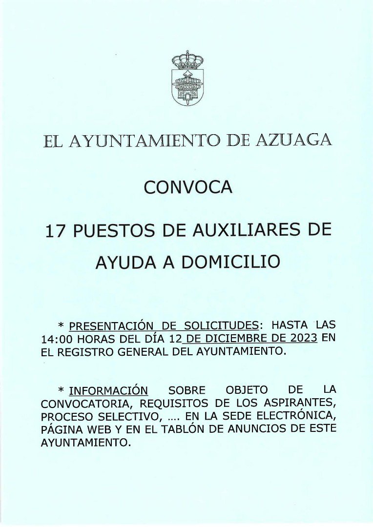 Se precisa cubrir numerosos puestos de trabajo en Azuaga 