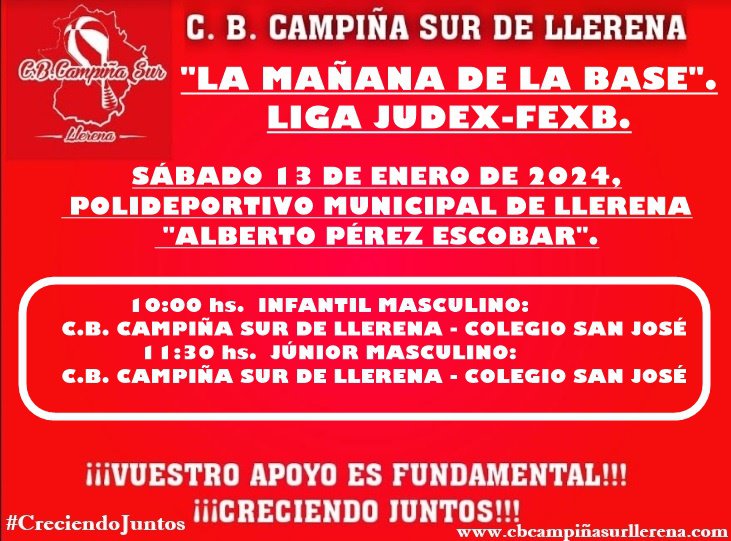 Agenda 13 de enero C.B. Campiña Sur de Llerena 