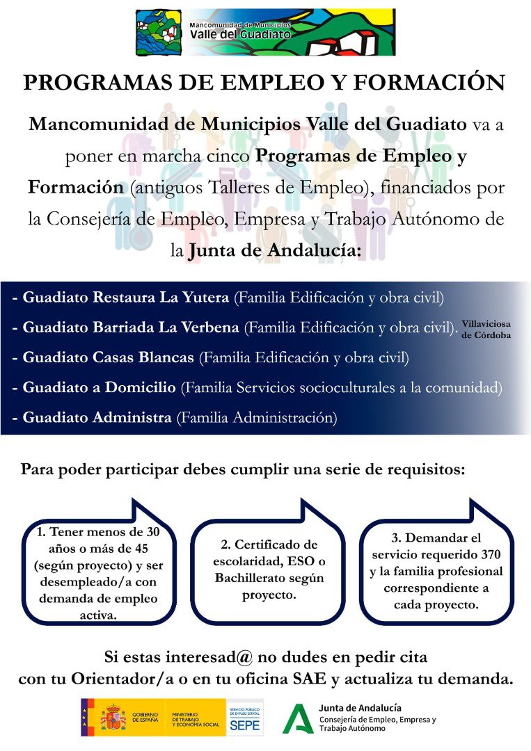 Programas de Empleo y Formación Valle del Guadiato 