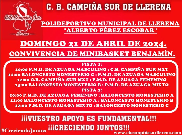 C.B. Campiña Sur de Llerena Agenda fin de semana 