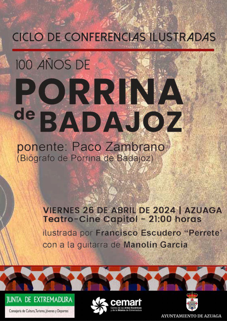Celebración del Centenario de Porrina de Badajoz con Conferencias y Música en Azuaga