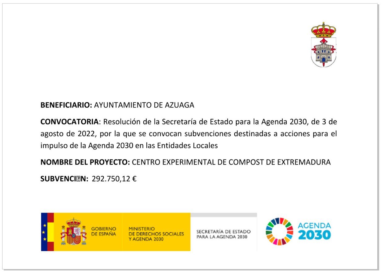 El Ayuntamiento de Azuaga obtiene un abono natural de calidad a través del tratamiento experimental de residuos agroalimentarios 