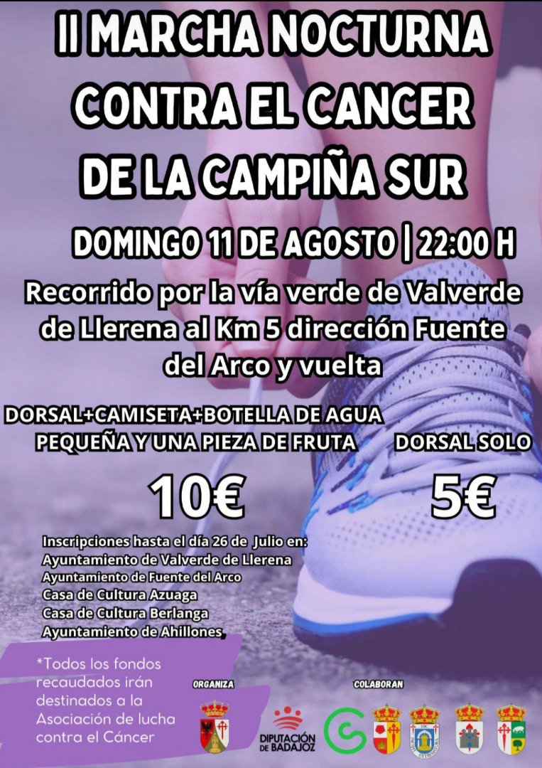 II Marcha Nocturna Contra el Cáncer en la Campiña Sur en Valverde de Llerena 