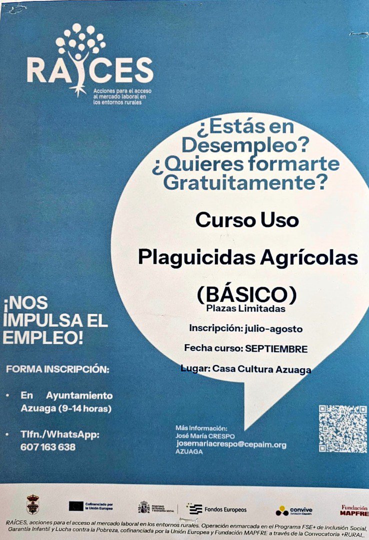 Nuevo Curso de Uso de Plaguicidas Agrícolas en Azuaga