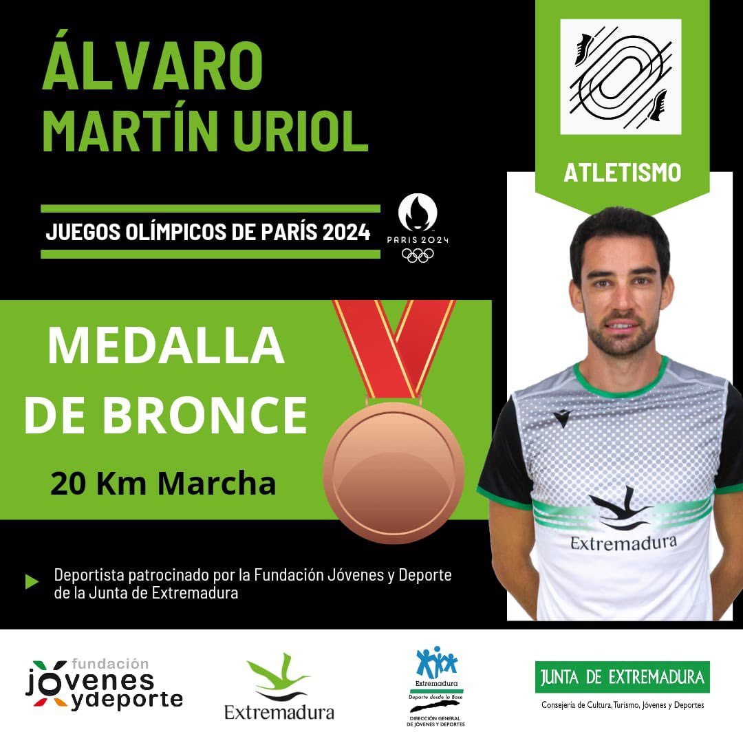 El llerenense Álvaro Martín Uriol consigue la medalla de bronce en los Juegos Olímpicos de París 2024