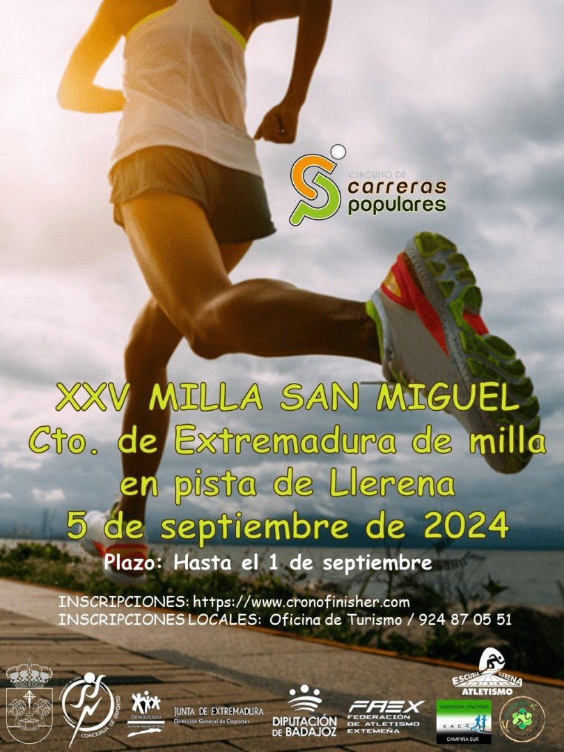 Llerena se prepara para la XXV Milla San Miguel y el Campeonato de Extremadura en Pista