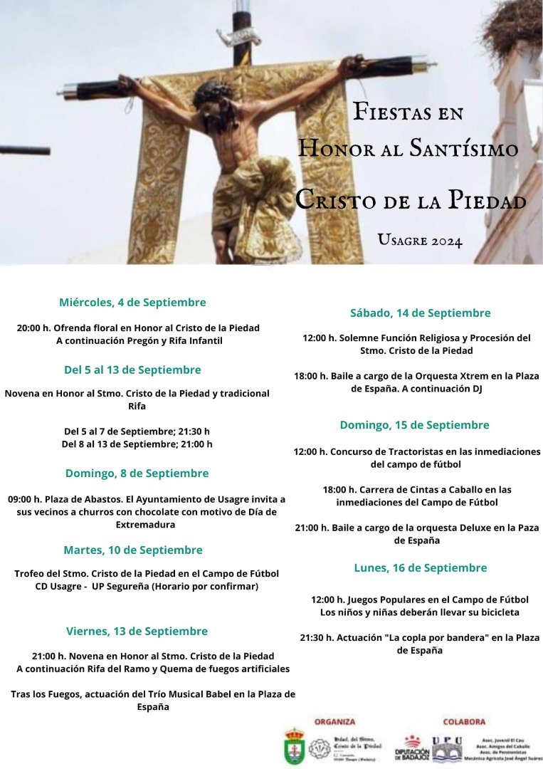 Fiestas en Honor al Santísimo Cristo de la Piedad en Usagre 2024