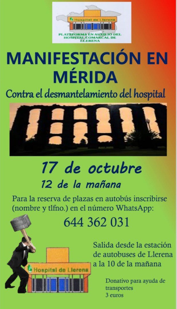 Manifestación en Mérida en defensa del Hospital de Llerena