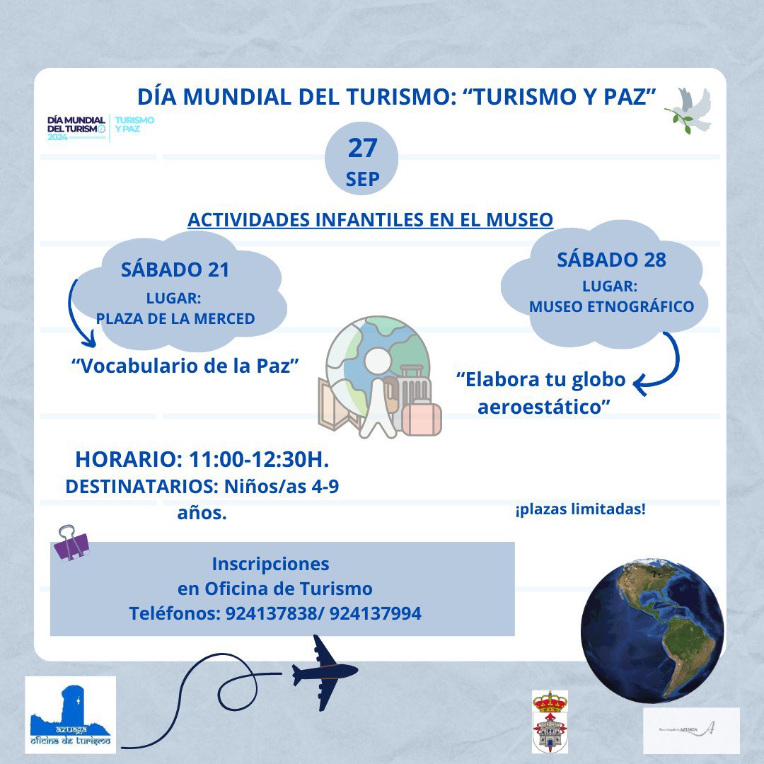 Celebración del Día Mundial del Turismo con actividades infantiles: "Turismo y Paz"