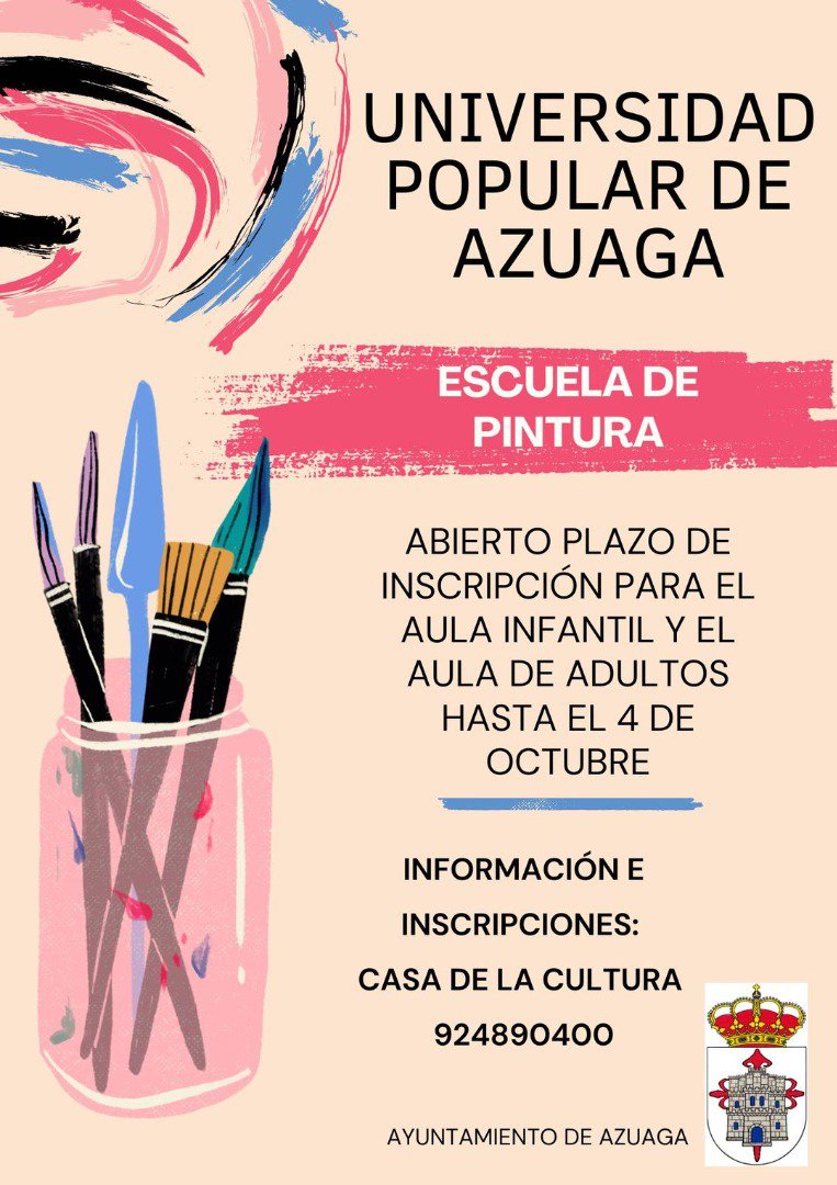 Abierto el plazo de inscripción para la Escuela de Pintura de la Universidad Popular de Azuaga