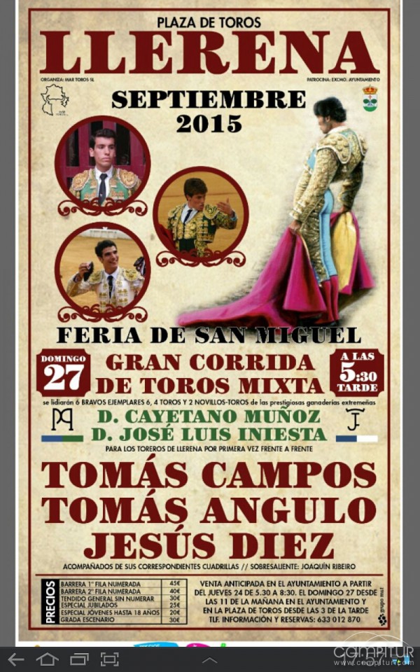 Corrida de Toros Mixta de la Feria de San Miguel en Llerena 