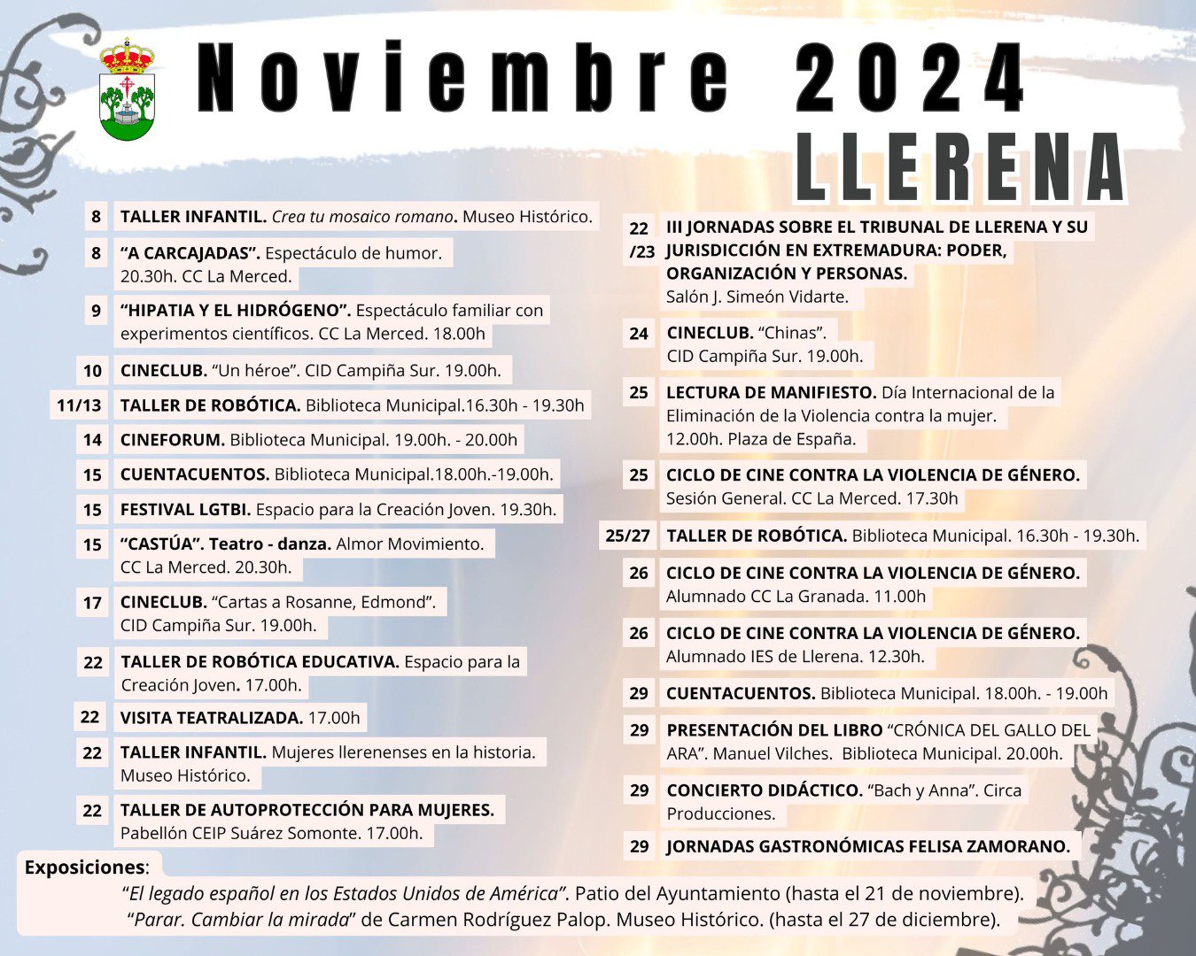 Agenda Cultural de Noviembre en Llerena
