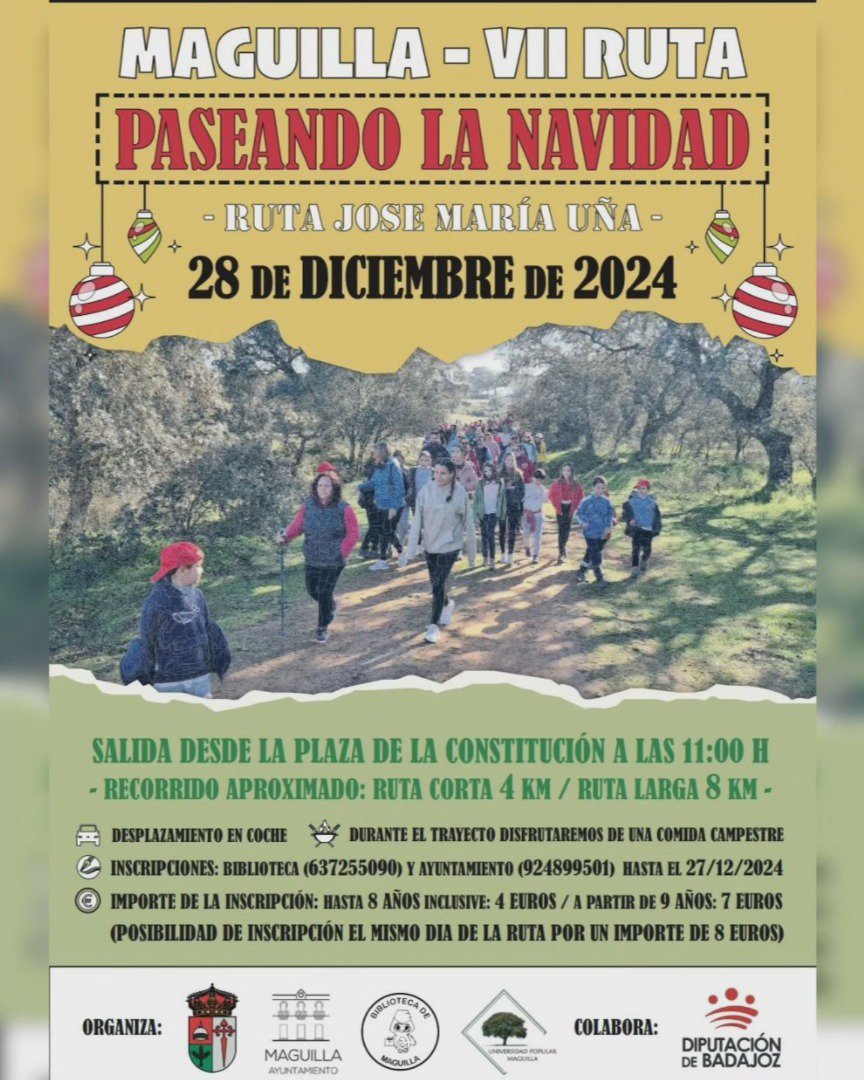 Maguilla organiza su VII Ruta "Paseando la Navidad" el próximo 28 de diciembre