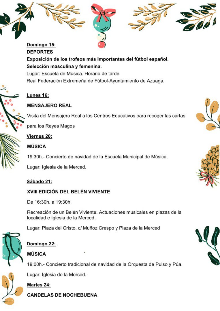 Azuaga se prepara para una Navidad llena de actividades culturales y festivas