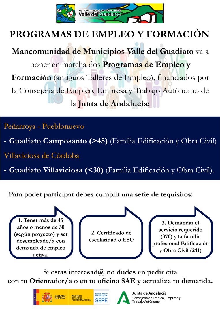 Nuevos Programas de Empleo y Formación en el Valle del Guadiato  