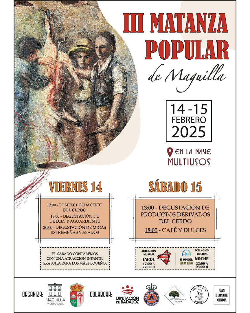 Maguilla celebra su I Feria Gastronómica y la III Matanza Popular con actividades para todos los públicos 