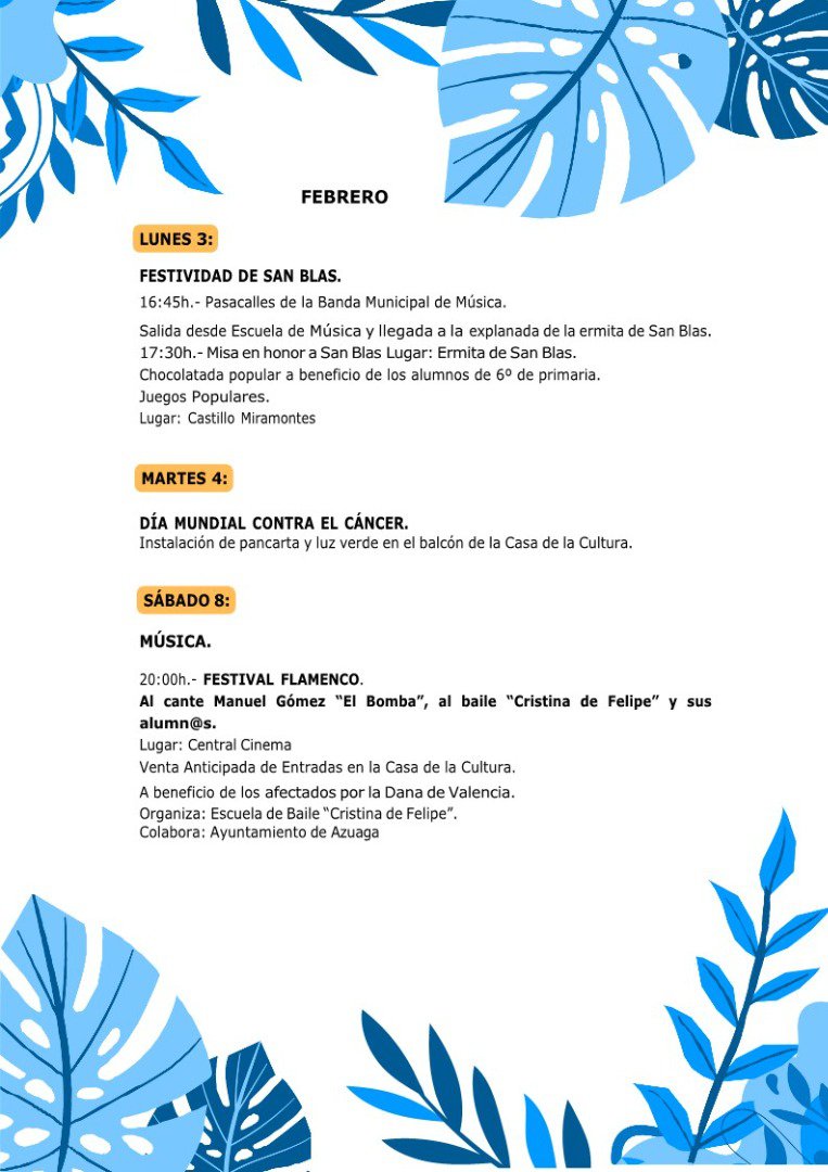Azuaga se llena de cultura y tradición con una variada programación en febrero 