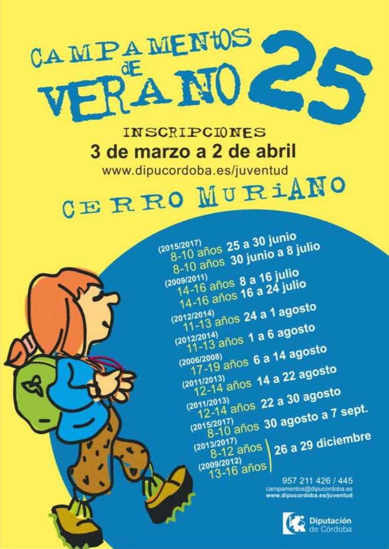 Abiertas las inscripciones para los Campamentos de Verano 2025 en Cerro Muriano   