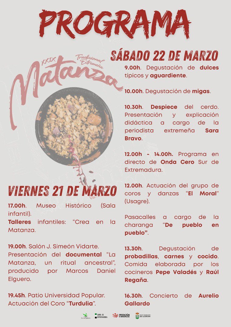 Llerena celebra su XXIX Matanza Tradicional Extremeña con un variado programa cultural y gastronómico 