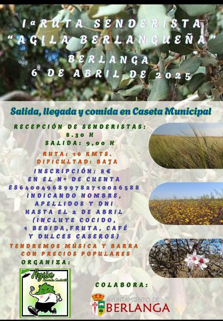 Berlanga acogerá la I Ruta Senderista "Águila Berlangueña" el 6 de abril