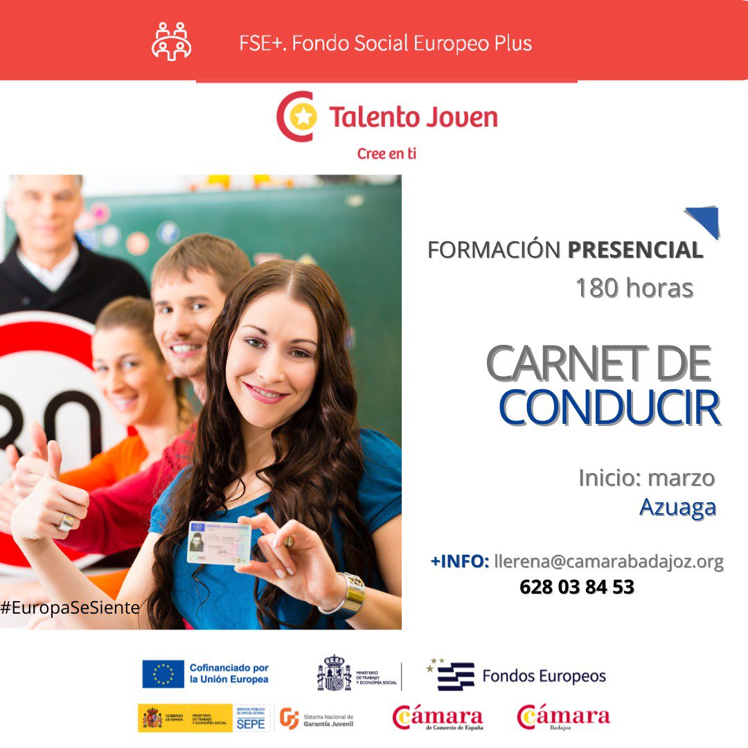 Curso gratuito para obtener el carnet de conducir en Azuaga  