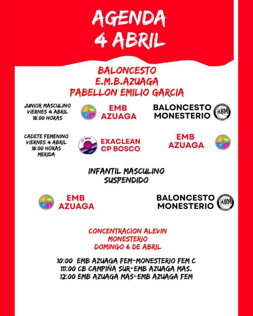 El deporte azuagueño se activa con una intensa agenda del 2 al 6 de abril