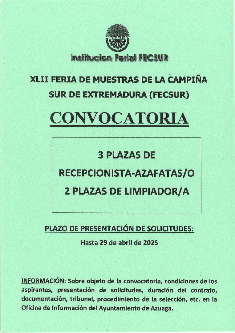 Oportunidad laboral en la Feria de Muestras de la Campiña Sur
