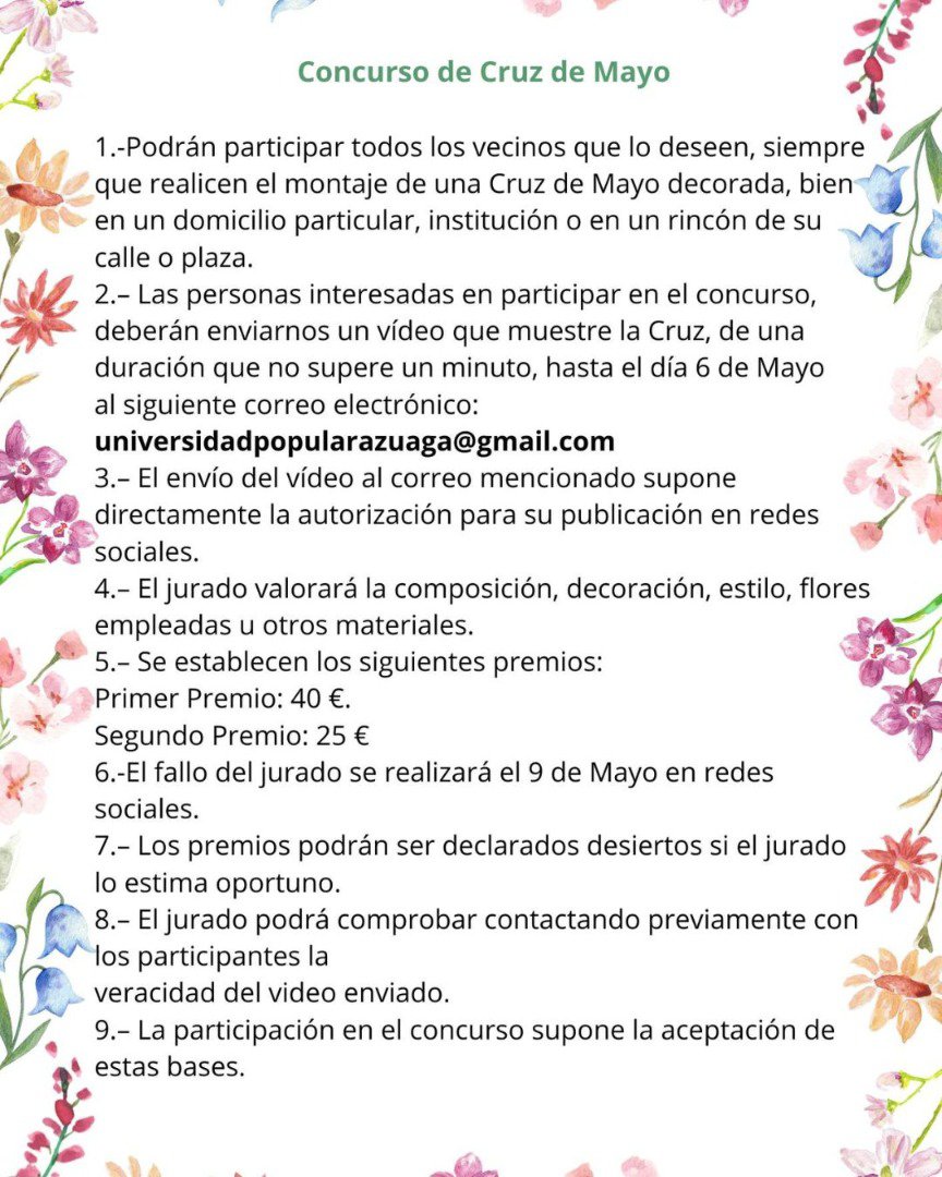 Azuaga convoca un concurso de Cruces de Mayo con premios para los más creativos